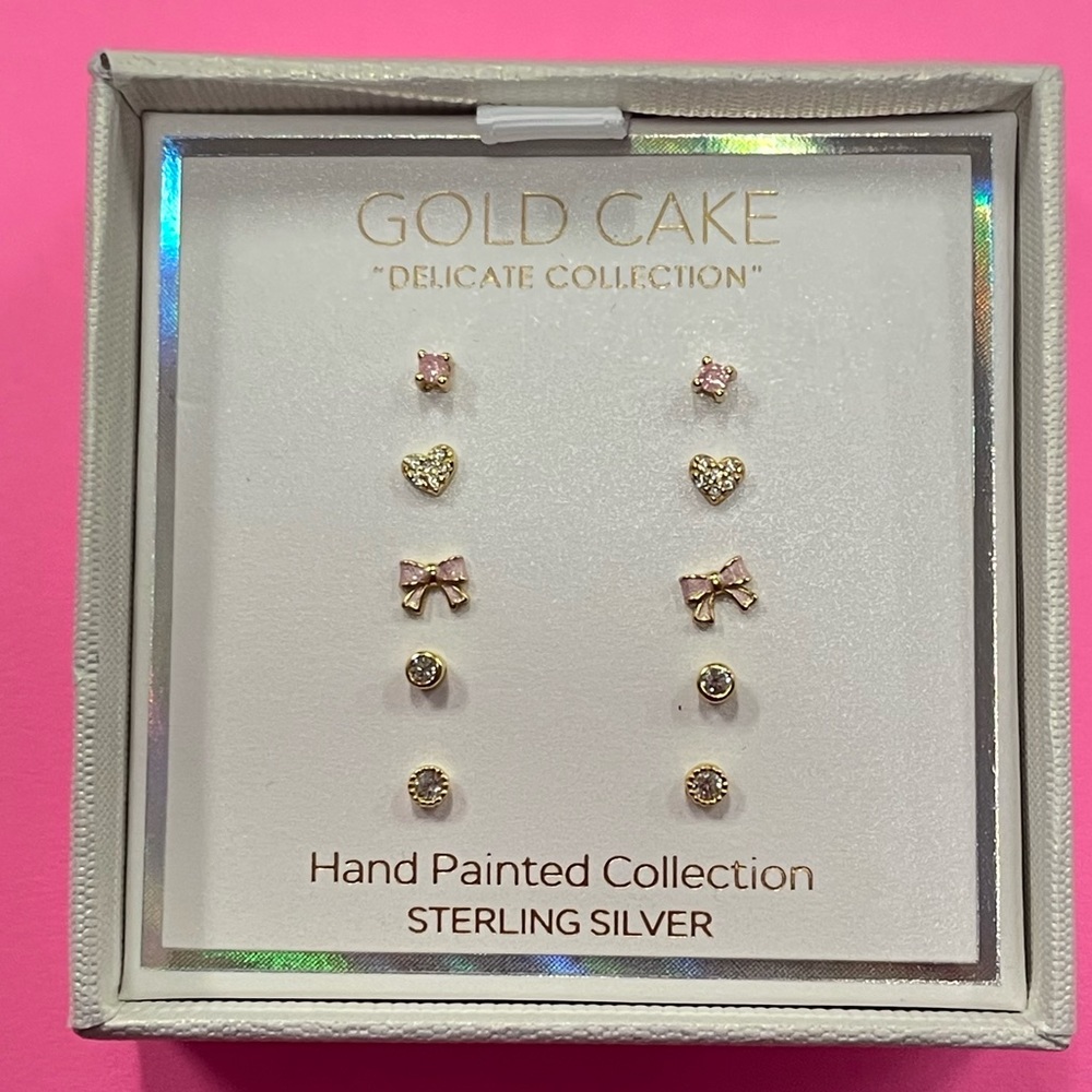 Gold Cake Shop sterling silver (gold tone) stud earrings Dainty Girly Pink